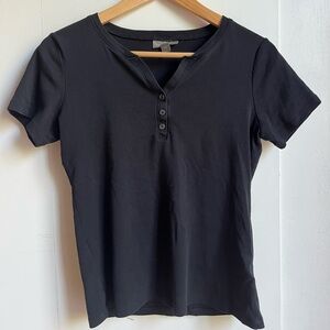 Style & Co. Black Short Sleeve Henley Top